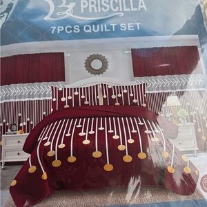 Red and Gold 7-Piece Quilt Set